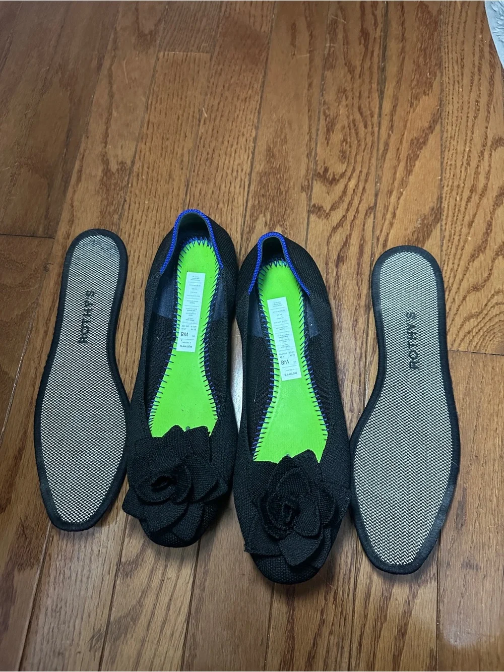 Rothy's Petal Square Black Flats - W8